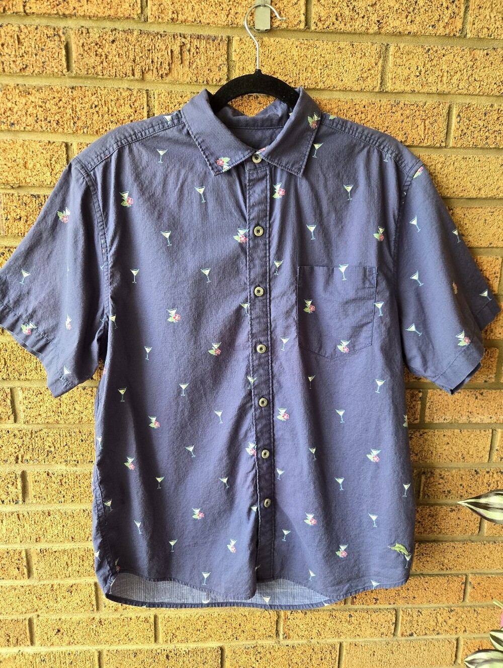 Tommy Bahama Martini Marlin Tropical Cotton Button Down Shirt Blue 🍸🏝️